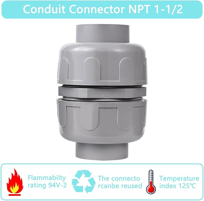 NPT 1-1/2 Double Conduit Liquid-Tight Connector Straight | Extend Repair - Image 3