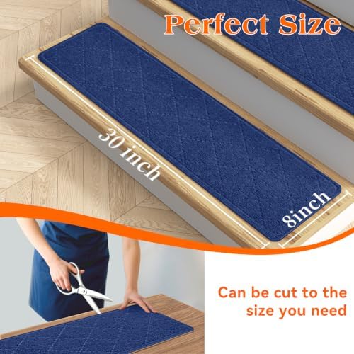 Stair Treads for Wooden Steps 10 PCS, Non Slip Stair Rugs Blue - Image 3