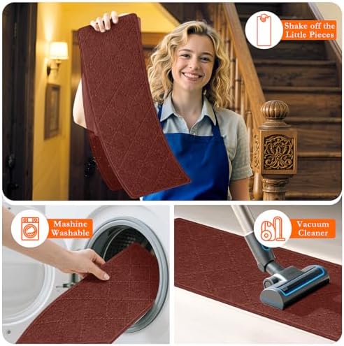 Stair Treads for Wooden Steps 4 PCS, Non Slip Stair Rugs Red - Image 6