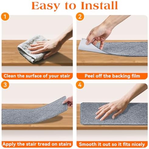 Stair Treads for Wooden Steps 18 PCS, Non Slip Stair Rugs Grey - Image 6