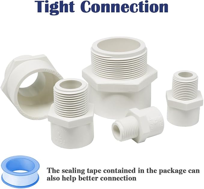 6PCS 1 Inch PVC Coupling Fittings White Slip to Male Thread PVC Pipe Fitting - Image 5