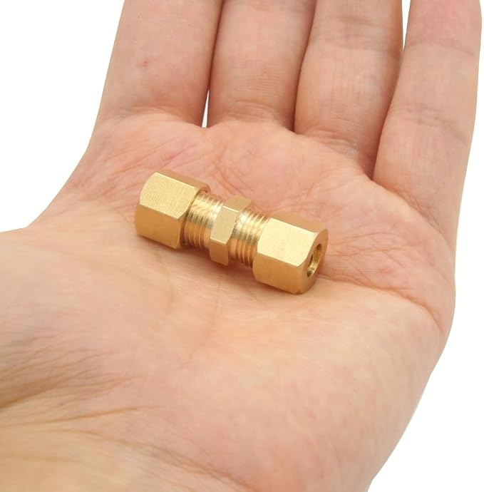 Hooshing 3PCS Brass Compression Tube Fitting 1/4" OD x 1/4" OD Connector - Image 4