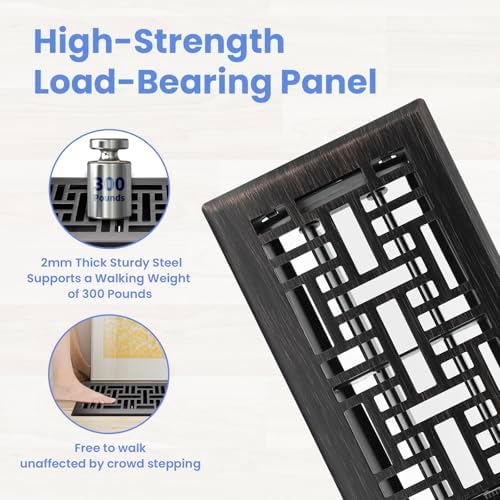 Howeall 4x8 Inches 2 Pack Heavy Duty Walkable Floor Register Easy Adjust Air - Image 2