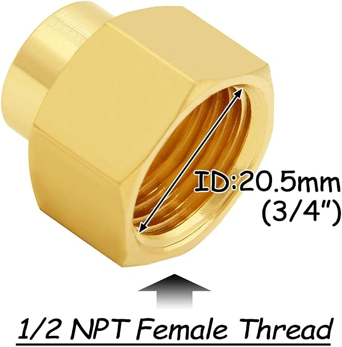 Uenede Brass 3/8" NPT Female to 1/2" NPT Female Reducer Adapter - Image 3