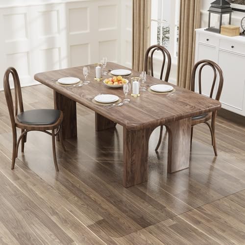 5'×7' Frosted Clear Floor Mat Under Dining Room Table, Easy Flat by BelleCosy