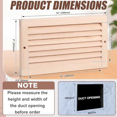 Weysat 1 Pcs 8 x 14 Inch Oak Hardwood Air Return Vent Cover - Image 2