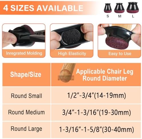 YOZON Chair Leg Floor Protectors Felt Silicone Caps Strengthen Bottom - Image 4