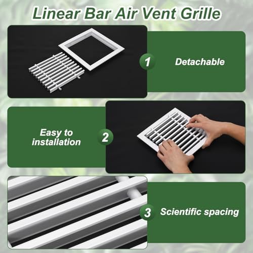 PATIKIL 12x8 Inch Linear Bar Air Vent Grille, Sidewall HVAC Air Supply and - Image 3
