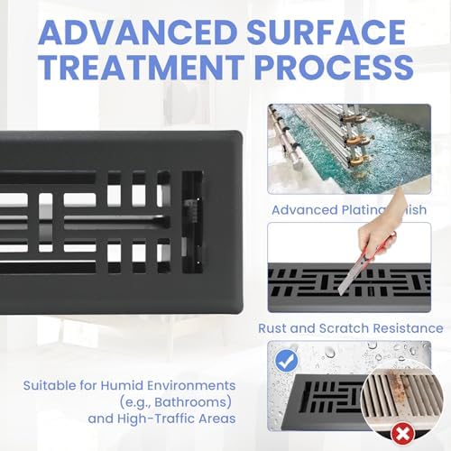 Howeall 2x12 Inches 2 Pack Heavy Duty Walkable Floor Register Easy Adjust Air - Image 3