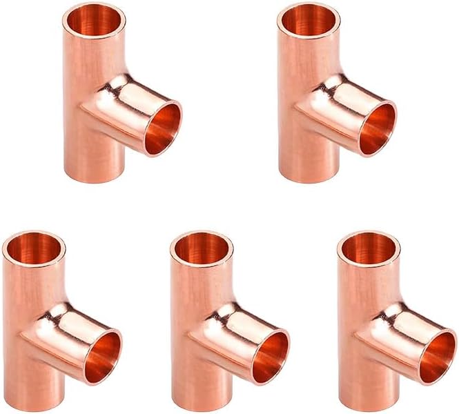 1/4" Copper Tee, Copper Three-Way Fitting Welding Joint, Sweat Solder Connection by ZOWZEA