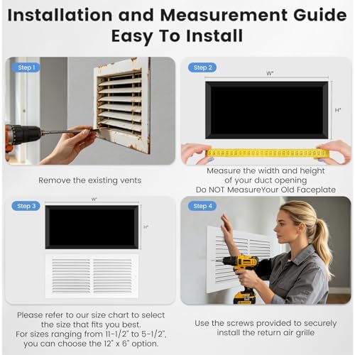 12" x 6" Return Air Grille Steel HVAC Vent Cover - Image 6