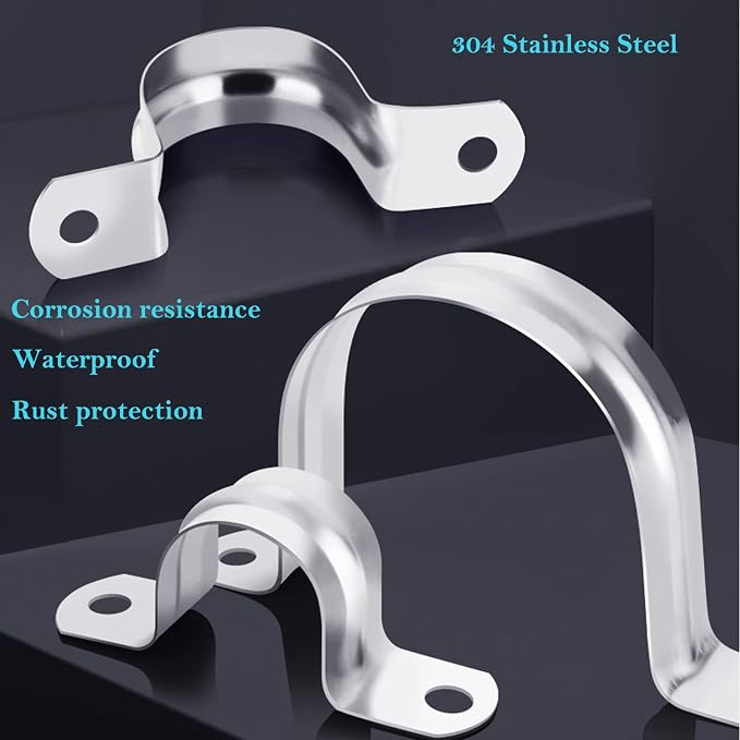 AKIHISA Pipe Clamps, 304 Stainless Steel 2 Hole Pipe Bracket, ID 1 7/9Inch - Image 5