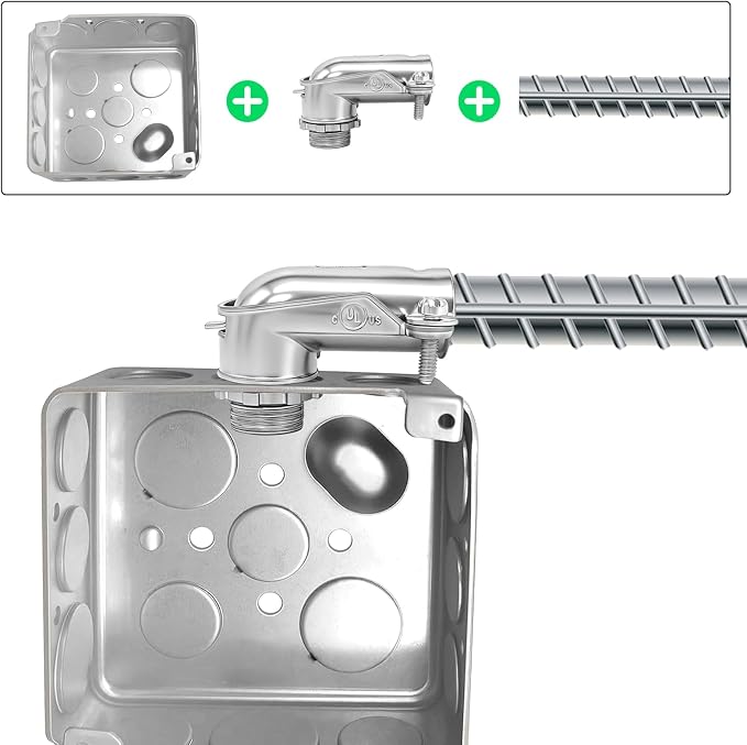 6 PCS 90° Squeeze Connectors AC/MC/Flex Metal Conduit Fitting 3/4 Inch - Image 7