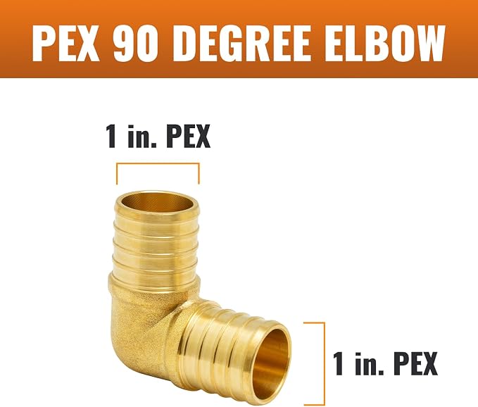 12-Pack 1 Inch PEX 90 Degree Elbow, PEX Fittings 1 Inch Elbow | Brass - Image 2