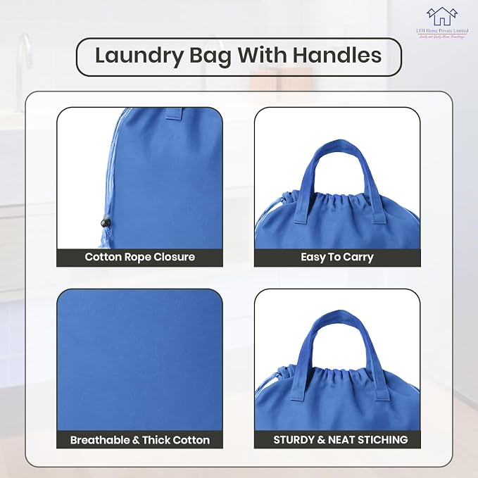 LFH Home Cotton Canvas Large Laundry Bag - Image 3
