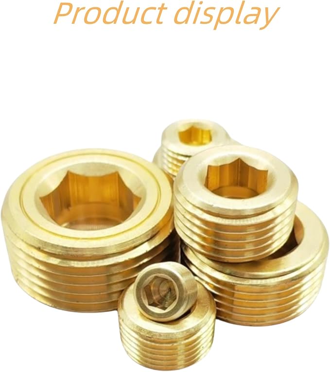 12PCS 3/8" NPT Brass Male Pipe Plug Fitting Hex Counter Sunk Pipe Plug - Image 7