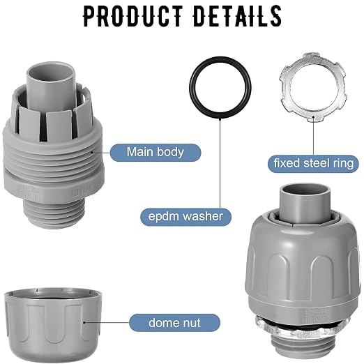 Maitys 150 Pcs 1/2 Inch Liquid Tight Connector Straight 180 Degree | PVC - Image 3