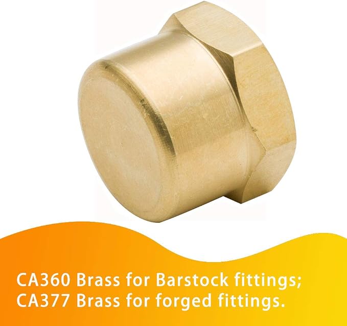 Brass Pipe Fitting Cap 1/8" NPT Female Hex Head 1200psi High Pressure - Image 3