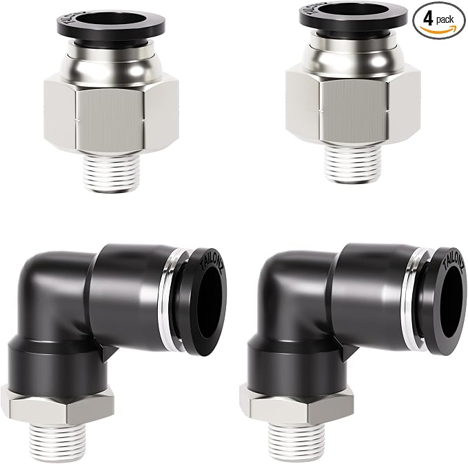 TAILONZ PNEUMATIC Elbow and Straight Combination 1/2 Inch Tube OD x 1/8 Inch by TAILONZPNEUMATIC