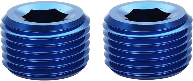 1/4 NPT Male Thread Allen Head Socket Pipe Plug Fitting Aluminum Blue - Image 2