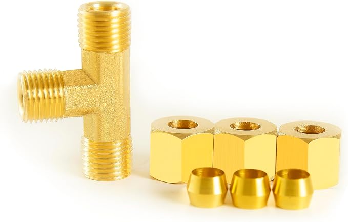 ChillWaves Brass Tee Compression Tube Fitting, 5/8" OD x 5/8" OD x 5/8" OD - Image 3