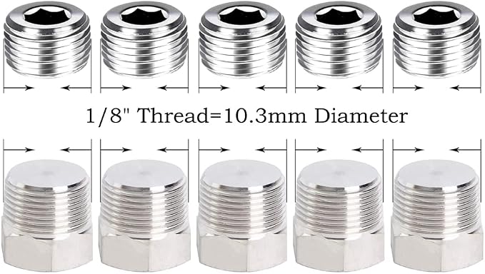 Joywayus Stainless Steel Pipe Plug Inter&Outer Hex Thread Pipe Fitting - Image 5