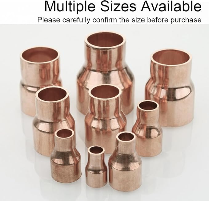 Joywayus 5PCS 3/8" ID x 1/4" ID Copper Sweat Reducer Coupling Pipe Fitting - Image 3