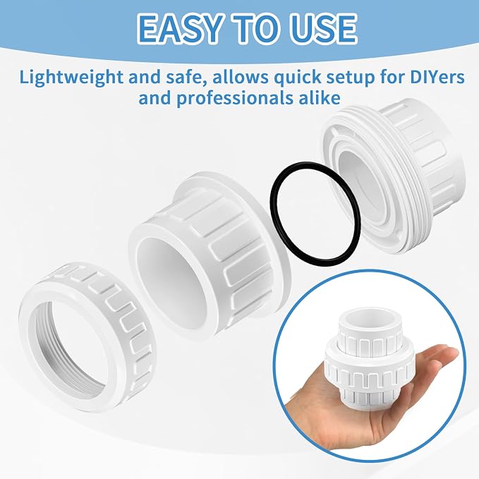 2 Pcs 1" PVC Union Pipe Fitting, 1 inch PVC Slip Union Coupling Adapter - Image 5