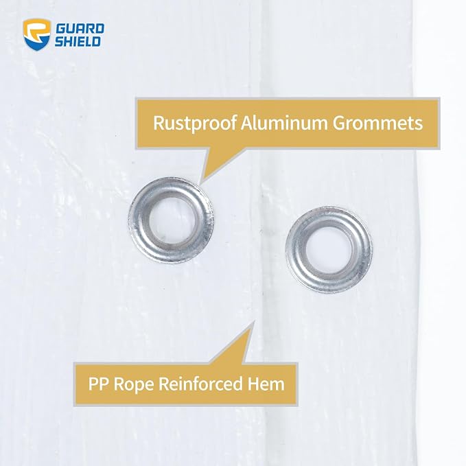 GUARD SHIELD Tarp White 15x15 Feet Multi Purpose Waterproof Poly Tarp Cover 5mil - Image 4