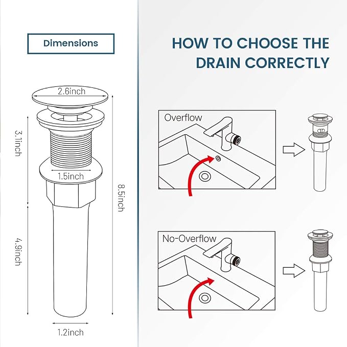 Bathroom Sink Drain, Vessel Sink Pop Up Drain - Image 6