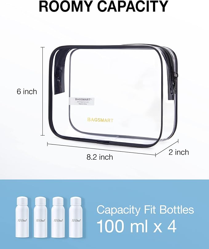 BAGSMART Clear Toiletry Bag, 2 Pack TSA Approved Travel Toiletry Bag Carry on - Image 2