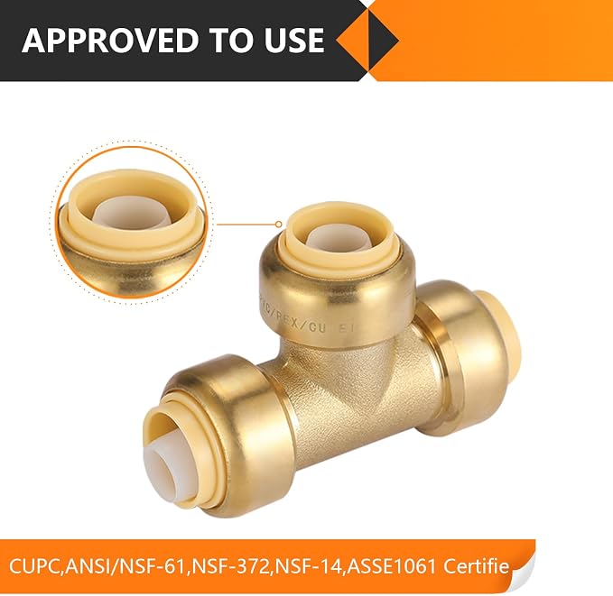 150PC HeSun 3/4" Pushfit Tee, Push to Connect Plumbing Fittings | Brass - Image 4