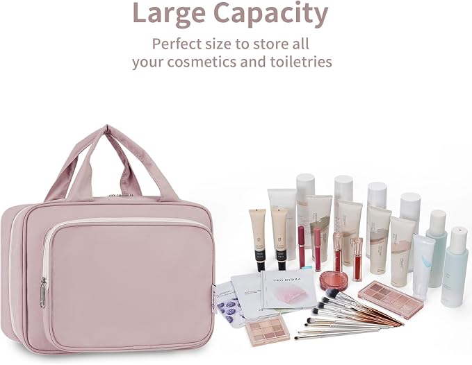Narwey Travel Toiletry Bag for Women Large Hanging Makeup Bag Organizer - Image 7