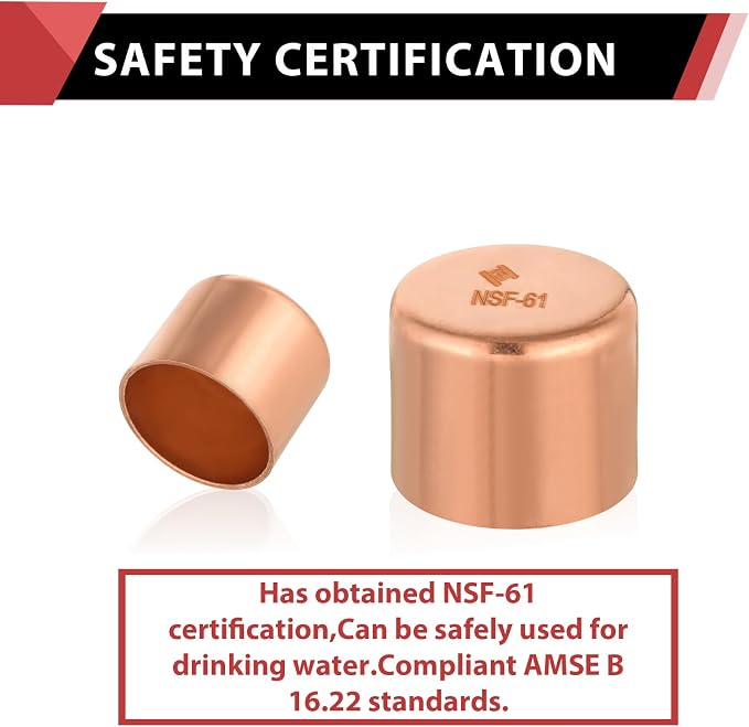 1 Piece EFIELD 1-1/2-inch Solder Copper Pipe End Cap | Copper Plumbing Fittings - Image 3