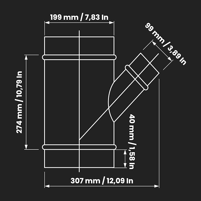 8" Inch to 4" Inch Branch Wye-Shape Ducting Splitter - Image 2