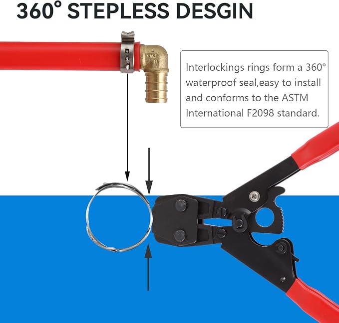100 Pack GUOFIS 1/2 Inch Pex Cinch Clamp Rings, Premium 304 Stainless Steel | - Image 4
