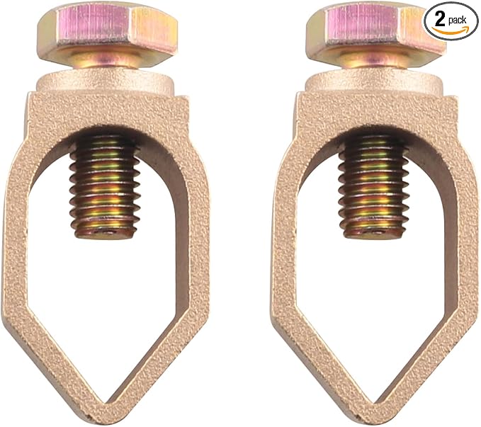 2PCS Metal Ground Rod Clamp 5/8 inch U shaped Copper Lightning Rod Clamp by WHYHKJ