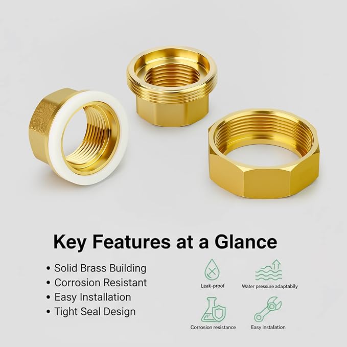 1PCS Brass Union，3/4" NPT Female x 3/4" NPT Female Brass Pipe Fitting - Image 6