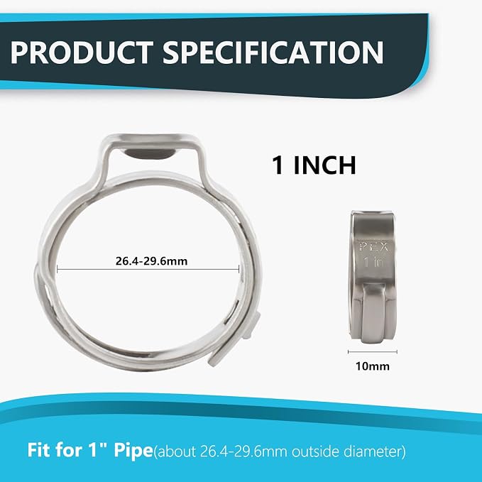 1500PCs 1 Inch PEX Cinch Clamp Rings, 304 Stainless Steel Pex Crimp Rings - Image 2