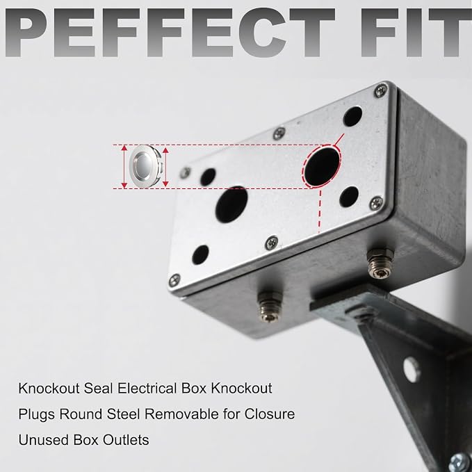 30 Pack Knockout Seals, Galvanized Steel Electrical Box Plugs, Zinc-Plated Rust - Image 2