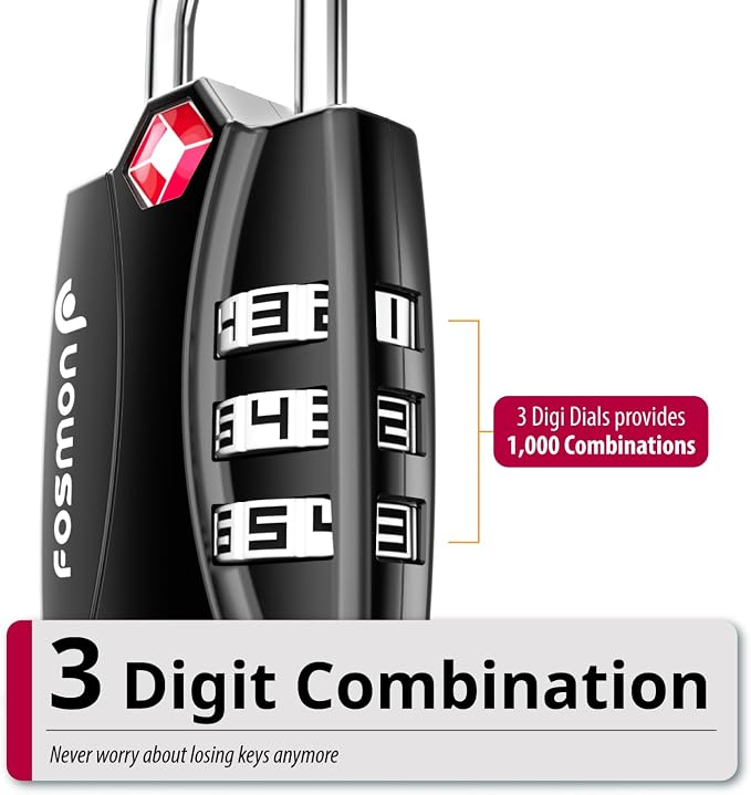 Fosmon TSA Approved Locks for Luggage. Suitcase Locks - Image 4
