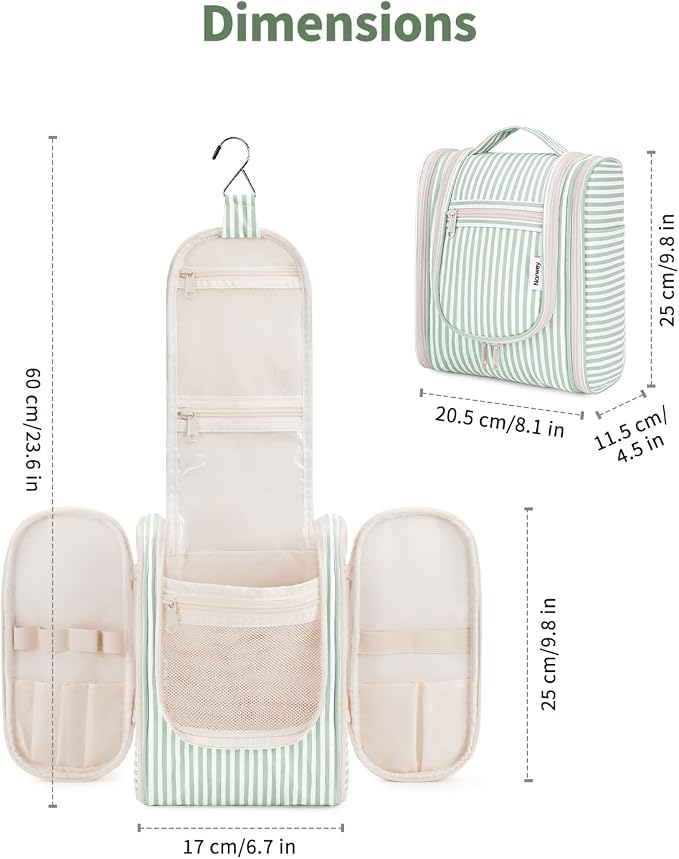 Narwey Small Striped Hanging Travel Toiletry Bag - Image 5