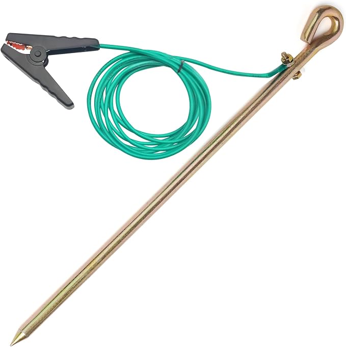 Portable Ground Rod with 10ft 12AWG UL Listed Grounding Wire with Crocodile Clip by CYANTEKOMS