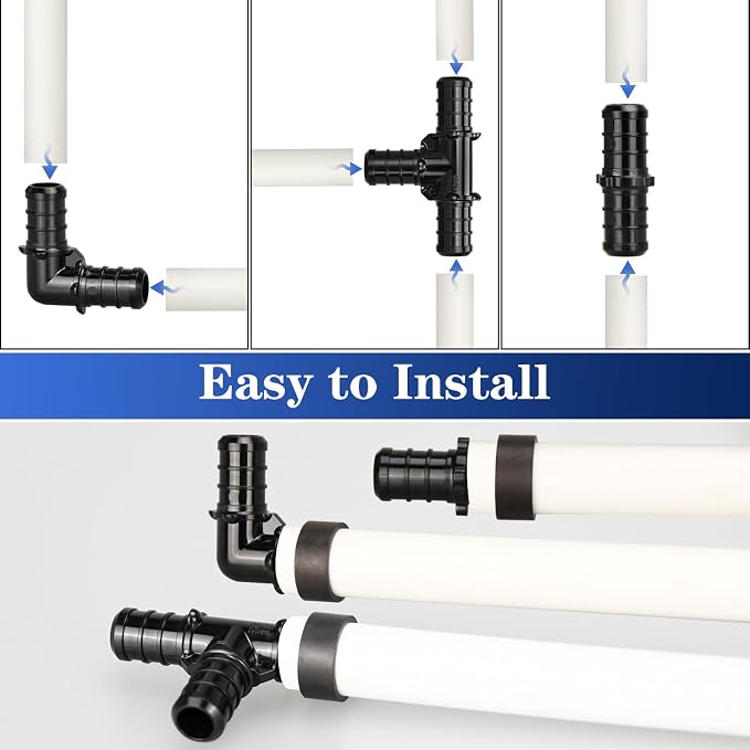 15pcs 3/4" Poly PPSU Barb Crimp PEX Fittings, No Lead | 5pcs Each Elbows Tees - Image 5