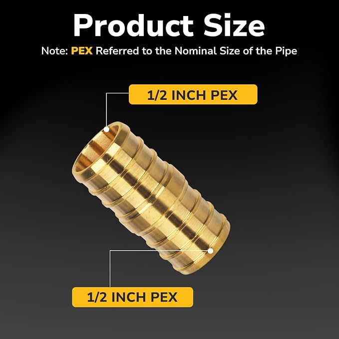 24 Pack 1/2" Pex Coupling, Pex Fittings, Heavy-Duty Brass Crimp Fittings - Image 2