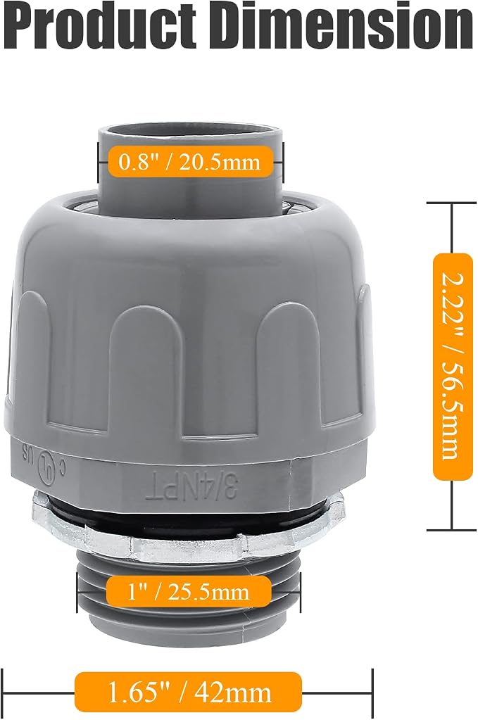 4Pcs NPT 3/4" 180D Electrical Conduit Connector Fittings | PVC, Nonmetallic - Image 2