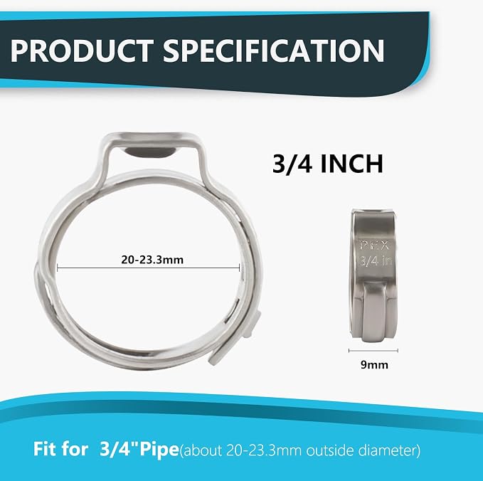1000PCs 3/4 Inch PEX Cinch Clamp Rings, 304 Stainless Steel Crimp Rings - Image 2