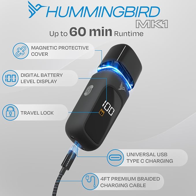 HUMMINGBIRD MK1 Compact Trimmer – Portable Electric Beard & Body Hair Trimmer - Image 4