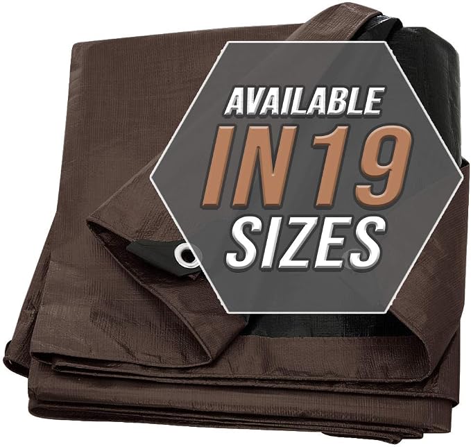 Tarp Cover Brown/Black Heavy Duty 12'X12' Thick Material, Waterproof, RV Or by Trademark+Supplies
