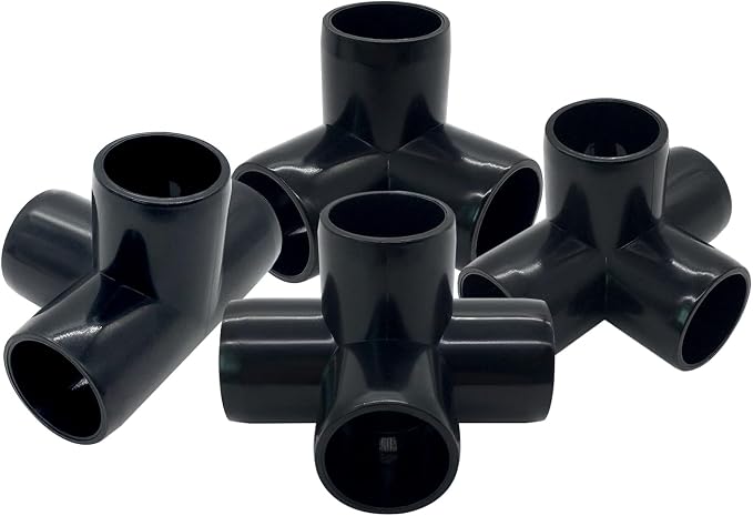 1“ Tee PVC Fitting 4 Way Elbow Connector, Furniture Grade 90 Degree Elbow Side - Image 4